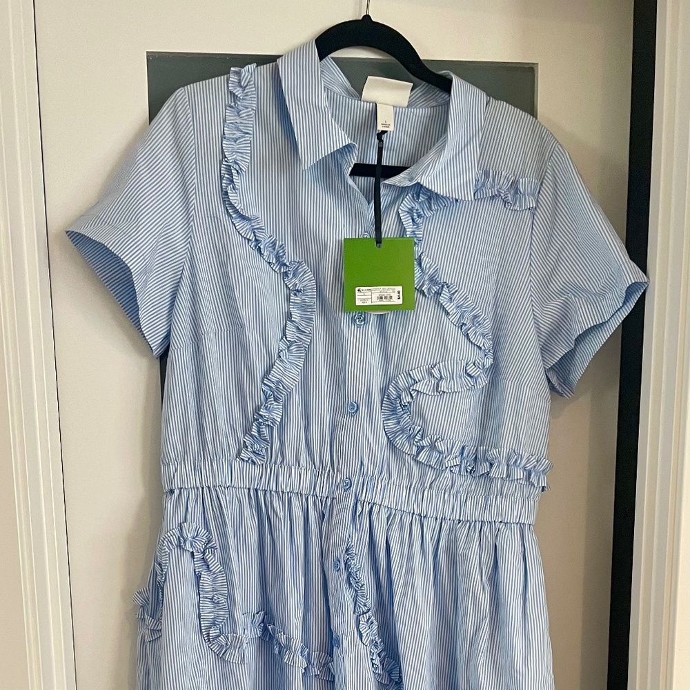 Kate Spade by Target Blue Ruffled Midi Dress Size Large